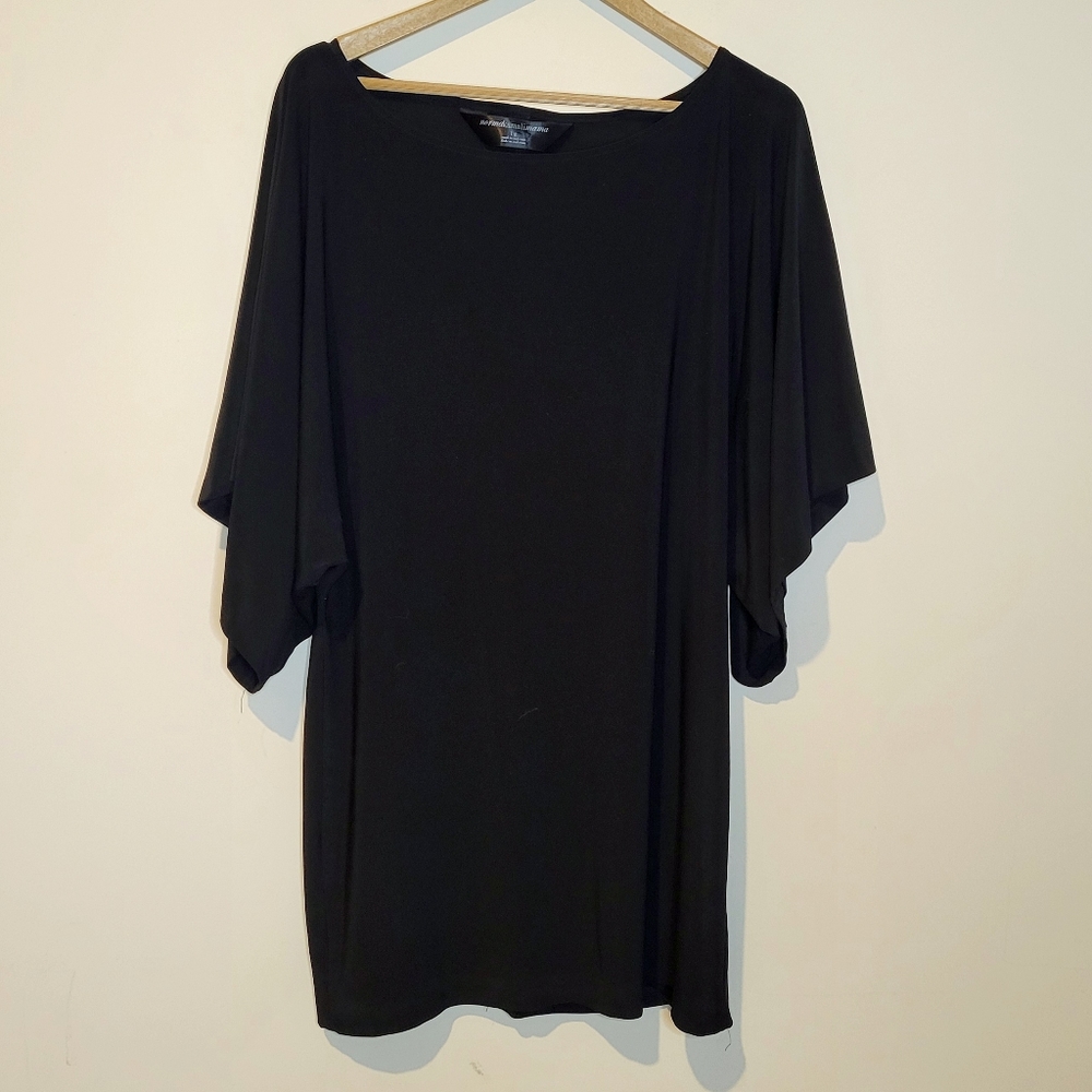 Norma Kamali Maternity Boatneck Dolman Flutter Sleeve Tunic Dress